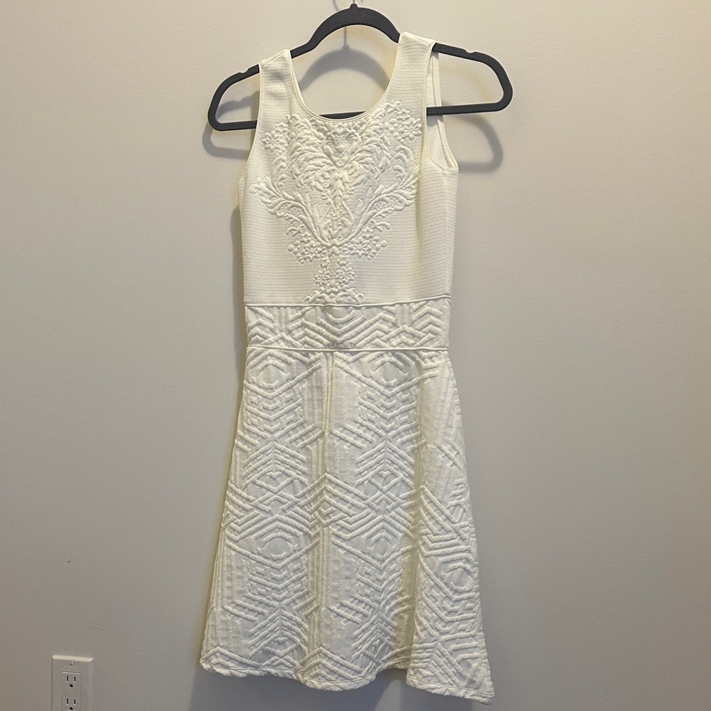 Desigual White Textured Midi Dress